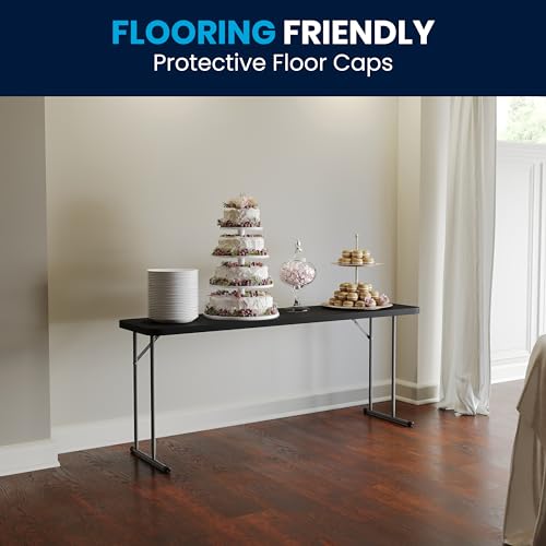 Flash Furniture Kathryn 6' Plastic Folding Training and Event Table, Rectangular Folding Training Table with 220-lb. Static Weight Capacity, White