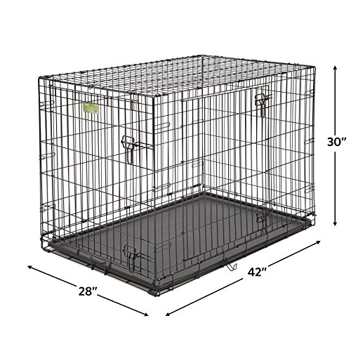 MidWest Homes for Pets Double Door iCrate Starter Kit, 42-inch Dog Crate Bundle for Large Dogs, Includes Cage, Pet Bed, 2 Bowls and Privacy Cover