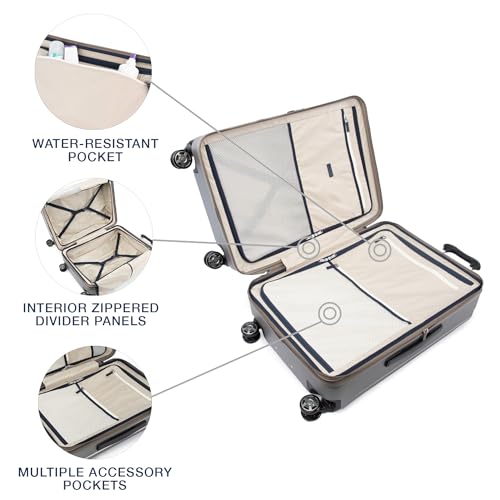 Travelpro Platinum Elite Hardside Expandable Carry on Luggage, 8 Wheel Spinner, TSA Lock, Hard Shell Polycarbonate Suitcase, Metallic Sand, Compact Carry on 20-Inch