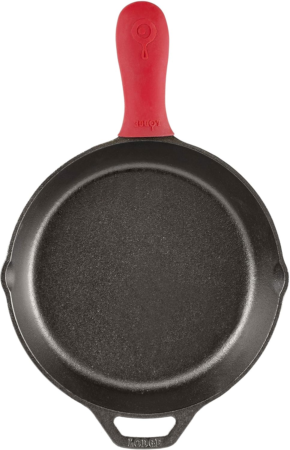 Lodge L14SK3 15-Inch Pre-Seasoned Cast-Iron Skillet & Silicone Hot Handle Holder - Red Heat Protecting Silicone Handle Cast Iron Skillets with Keyhole Handle