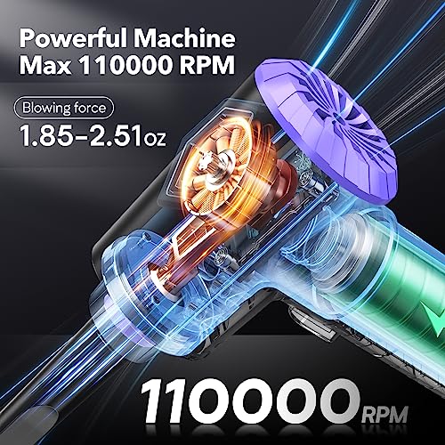 Air Duster Keyboard Cleaner - Cordless Electric Air Duster for Computer PC 110000 RPM Blower Rechargeable Dust-Off (Purple)