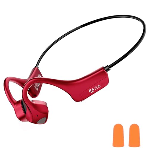 Bone Conduction Headphones IP67 Waterproof Wireless Bluetooth 5.2 Headset w/Dual CVC8.0 Noise-Canceling Mics Soft Silicone Sport Earphones for Running/Gym/Calls