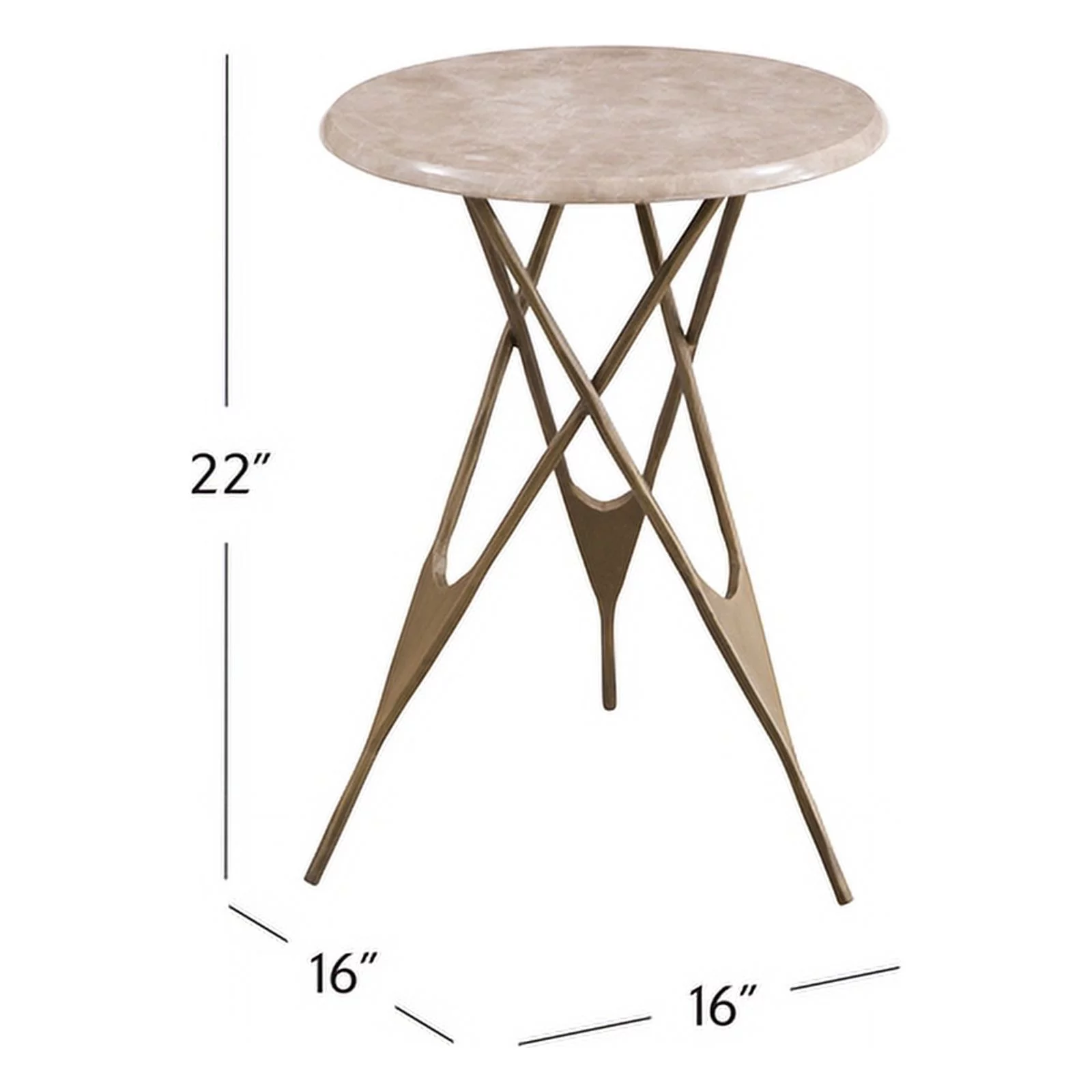 Leila Antique Brass Accent Table with Creamy Beige Marble Top