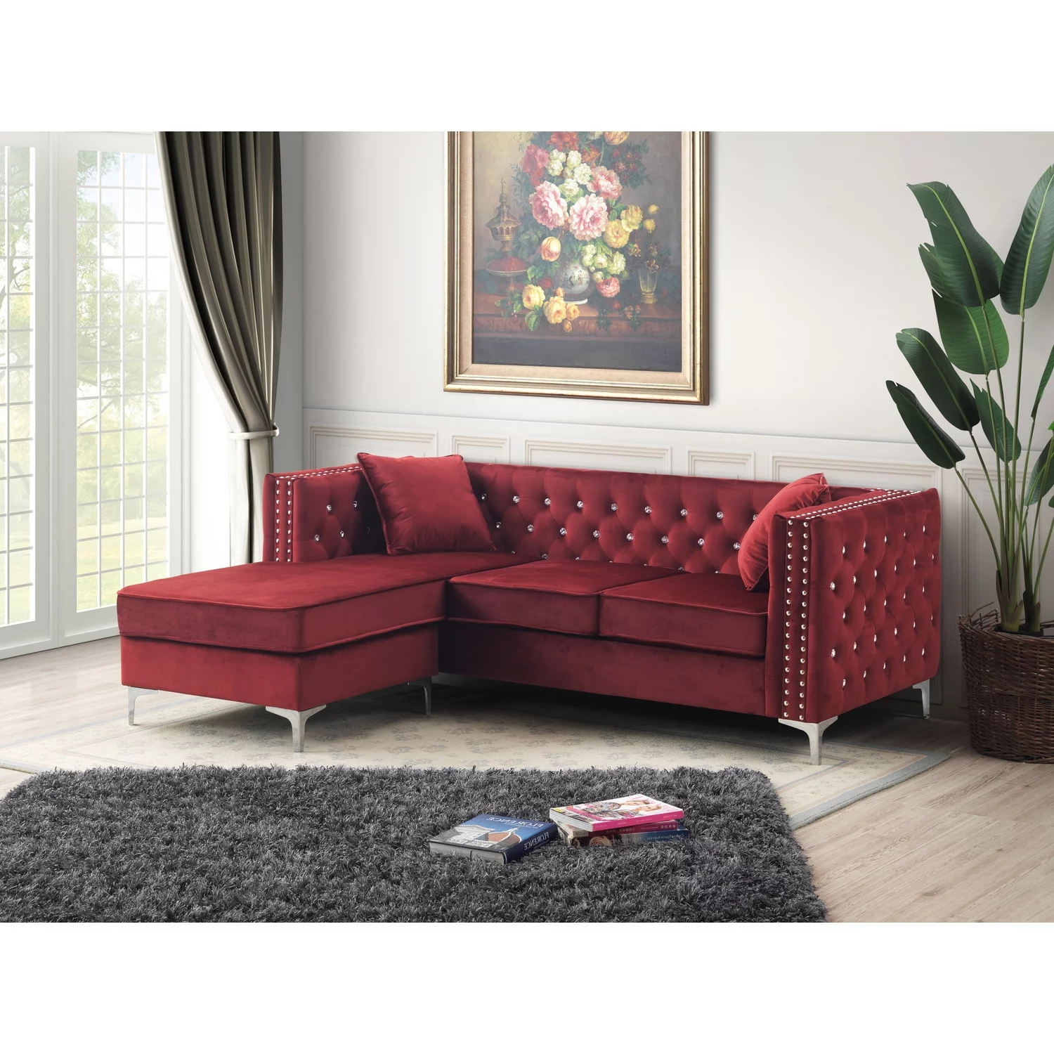 Maykoosh Victorian Vintage G826B-SC Sofa Chaise , Burgundy