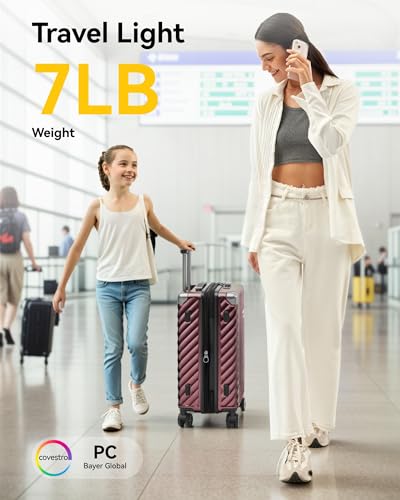 LUGGEX Luggage with Spinner Wheels, Polycarbonate Expandable Hard Shell Suitcase, Carry On 20 Inch, Charcoal Metallic