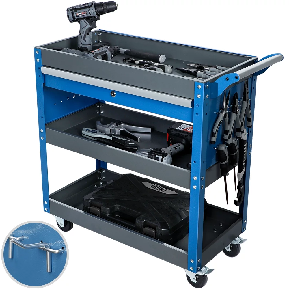 Airaj Tools Trolley for Heavy Duty 3 Tier,with Hanging Plate Hooks Load Capacity 200KG