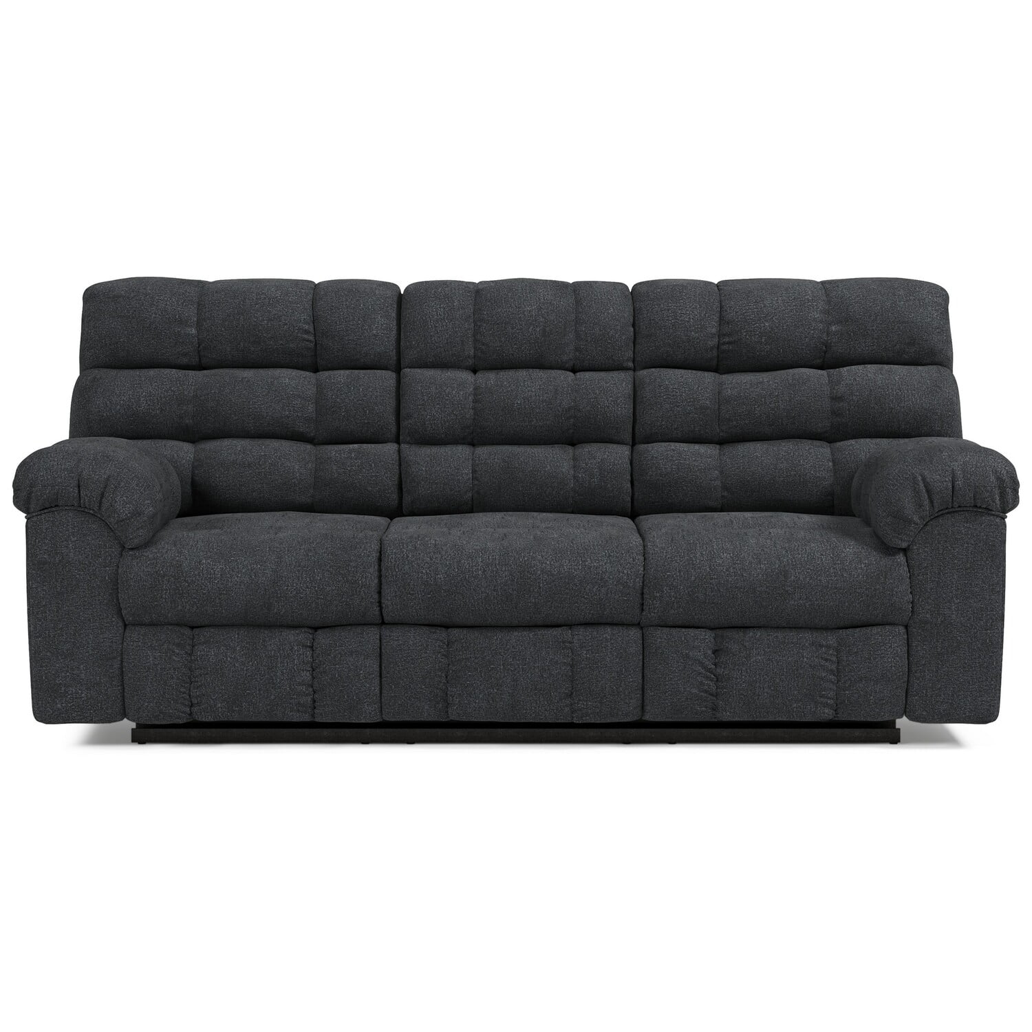 BenJara Sub 90 Inch Manual Recliner Sofa, Drop Down Table, Cupholders, Bluish Gray