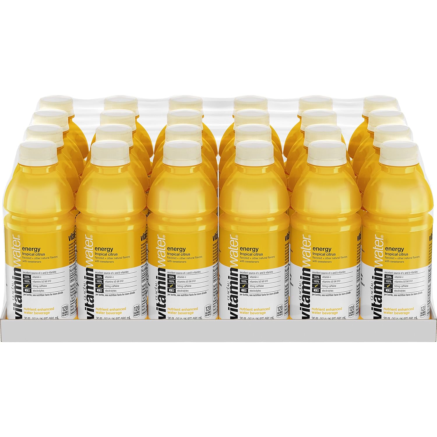vitaminwater energy electrolyte enhanced water w/ vitamins, tropical citrus drinks, 20 fl oz, 24 Pack