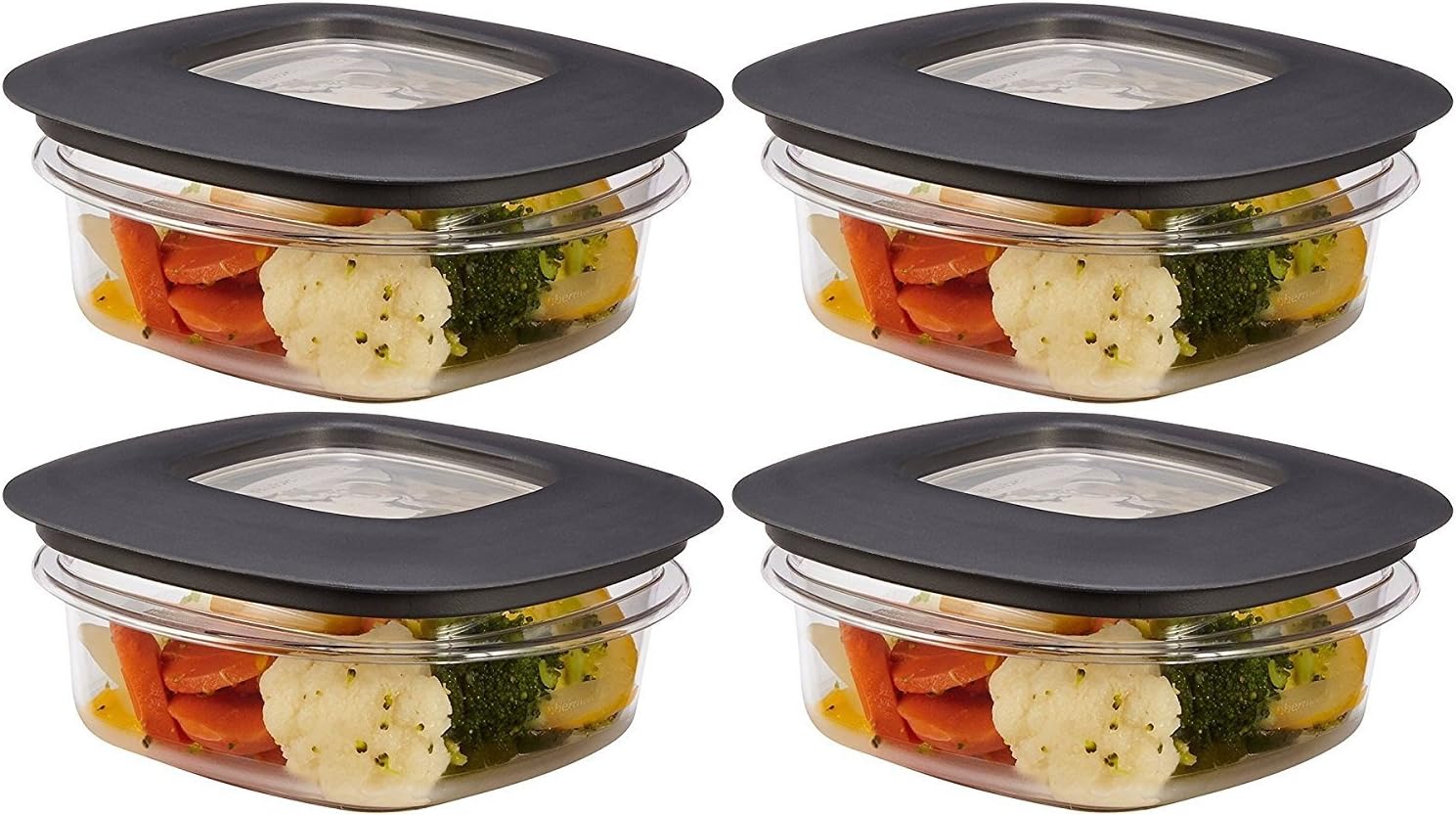 Rubbermaid Premier Food Storage Container, 1.25 Cup, Grey (Pack of 4)