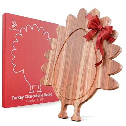 New – 17-Inch Long Large Christmas Tree Charcuterie Board – Acacia Wood Christmas Cutting Board (17x12.5in) Holiday Serving Tray, Winter Cheese Board, Wooden Christmas Platter & Kitchen Decor Gift