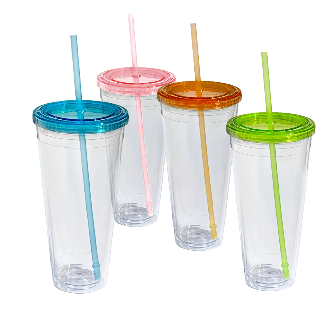 Lily's Home 32 oz Insulated Tumbler Cups, 4-Pack, Clear - BPA Free & Dishwasher Safe