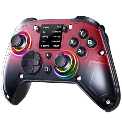 GUSGU G7 Wireless Gaming Controller with Interactive Screen, 1000Hz Polling Rate, Hall Joysticks & Triggers, 4 Programmable Buttons, Compatible with PC, Switch, PS4, iOS, Android, Gray