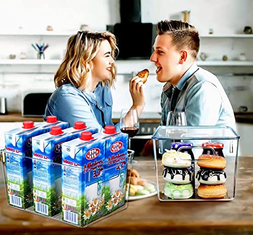 Set of 8 Clear Plastic Storage Bins, 4 Large and 4 Small Stackable Storage Containers for Pantry Organization and Kitchen Storage Bins,Home Edit and Cabinet Organizers