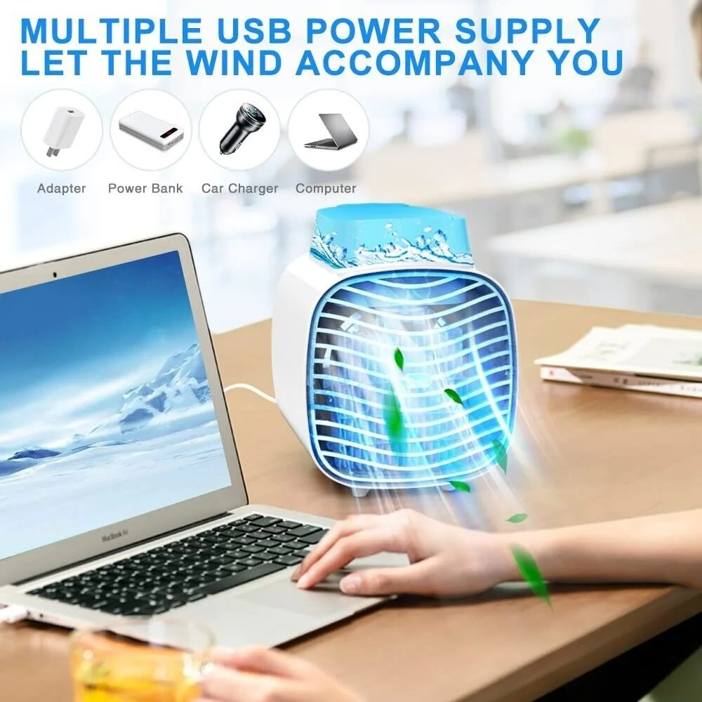Portable USB Air Conditioners Fan Evaporative Mini Humidifier with Ice Tray 2023