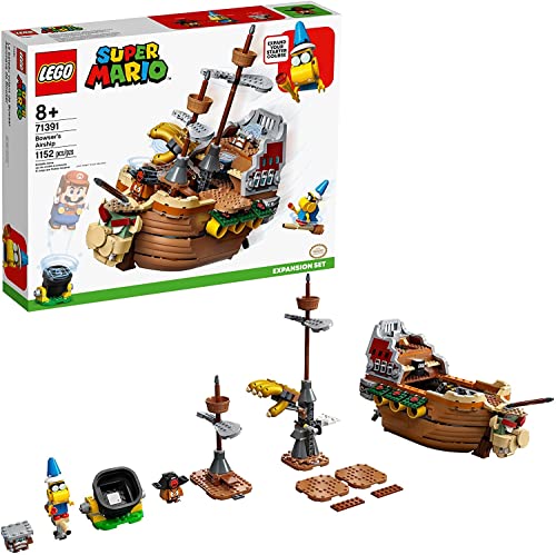 LEGO Super Mario Bowser's Airship 1,152 Piece Building Kit, Unveils Detailed Interior, Includes Kamek, Rocky Wrench, Goomba, POW Block, Cannon Start Pipe, For Ages 8+
