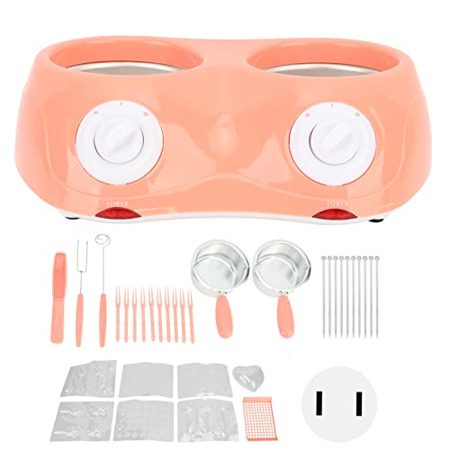 Double Chocolate Melting Pot, Electric Chocolate Fondue Melting Machine Chocolate Tempering Machine Candy Making or Cheese Fondue Fountain Kit Kitchen Tool (Yellow)