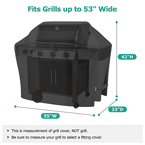 SunPatio Grill Cover 55 Inch, Outdoor Heavy Duty Waterproof Barbecue Gas Cover, UV & Fade Resistant, All Weather Protection Compatible for Weber Charbroil Nexgrill Kenmore Grills and More, Black