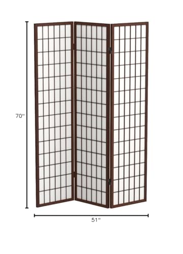 Red Lantern 6 ft. Tall Window Pane Shoji Screen-Natural-4 Panels Room Divider