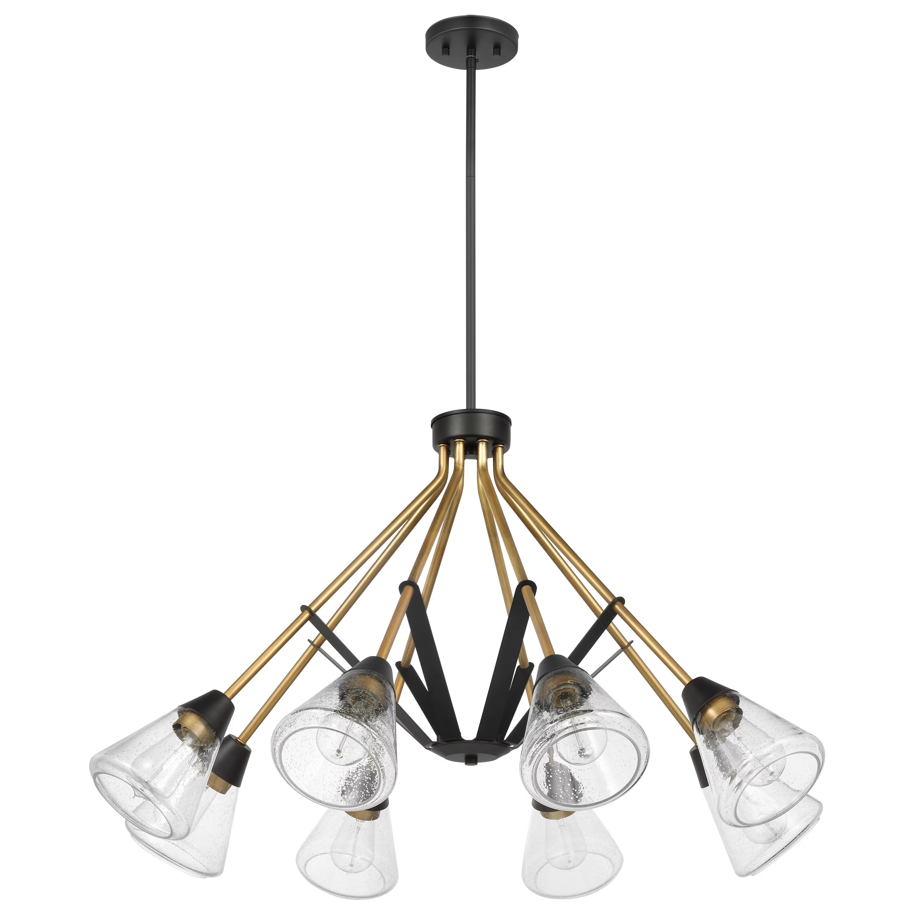Nuvo Lighting Starlight 8 Light Chandelier Medium Base 60 Watt Matte Black Finish Clear Seeded Glass