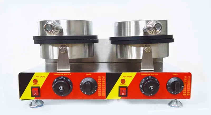 EQCOTWEA Ice Cream Cone Machine Egg Roll Toast Sandwich Maker Double Head 8.23in