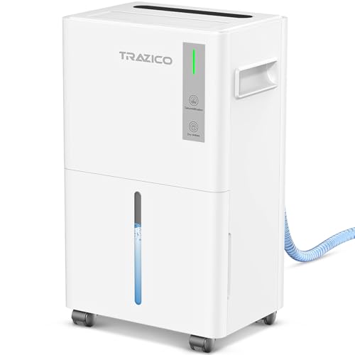 1500 Sq.ft Dehumidifier for Basement, Trazico 21 Pint Dehumidifiers for Home Large Room with Drain Hose, Smart Humidity Control, 3 Modes, 24H Timer, Auto Defrost, Ideal for Bedrooms, Bathroom, White