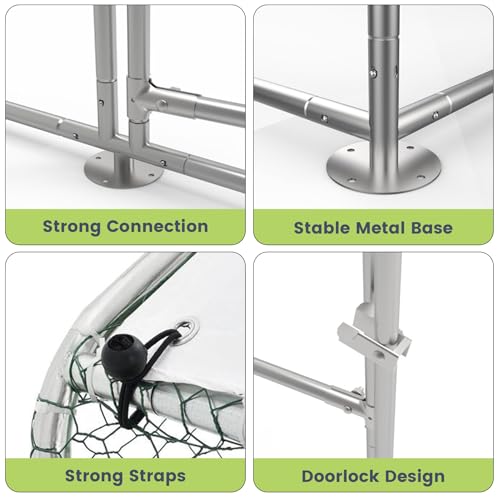 Large Metal Chicken Coop, Walk-in Poultry Cage, Large Outdoor Chicken Coop with Waterproof Cover for Outdoor Yard Farm Use (9.8x13.1x6.6FT)