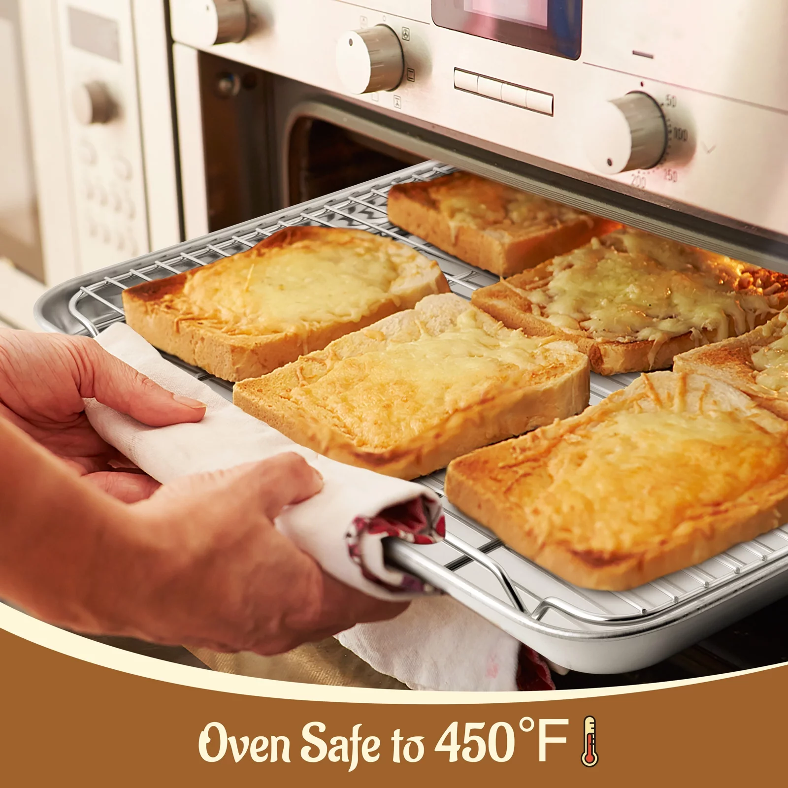 Vesteel Extra Large Baking Sheet and Rack Set of 4 ( 2 Pans + 2 Cooling Racks ), Stainless Steel Cookie Half Sheet Pan Rectangle - 20''x14''x1''