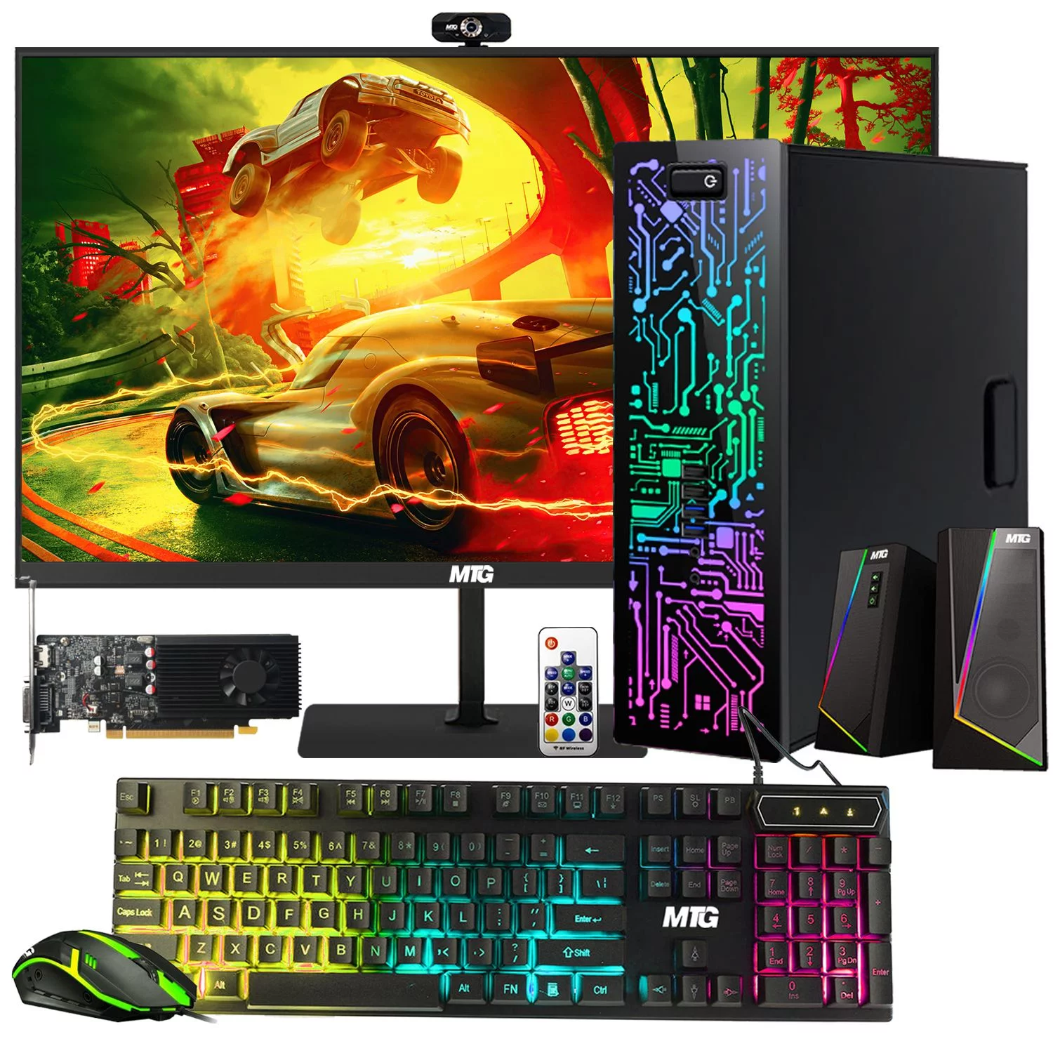 Restored TM Zeus Gaming Desktop PC, Intel Core i5 4th Gen, GT 1030 Graphics, 16GB RAM, 240GB SSD 2TB HDD, MTG New 24 Inch Monitor, RGB Keyboard Mouse, Speaker, Webcam, Win 10 Pro (Refurbished)