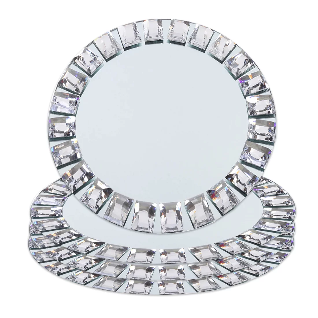 Koyal Wholesale Mirror Charger Plates, Bulk Set of 4, Silver Mirrored Glass Charger Plates Place Settings