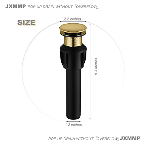 Brushed Gold Vessel Sink Faucet with Pop Up Drain and Supply Lines, Stainless Steel Gold Vanity Faucet Single Hole, JXMMP Single Handle Bathroom Faucet Gold, JXM1001BG