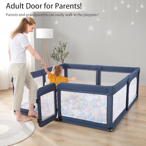 Baby Playpen,Large Playpen for Babies and Toddlers,Baby Play Pen Play Yard with Door,Baby Gate Playpen,Baby Fence Play Area(Grey)