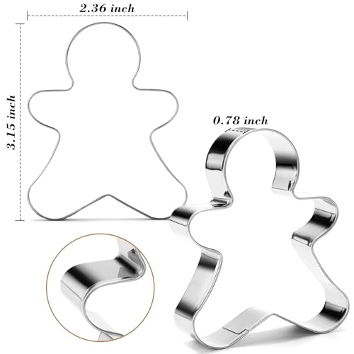 12 Pieces Gingerbread Cookie Cutters, Stainless Steel Christmas Cookie Cutters Set