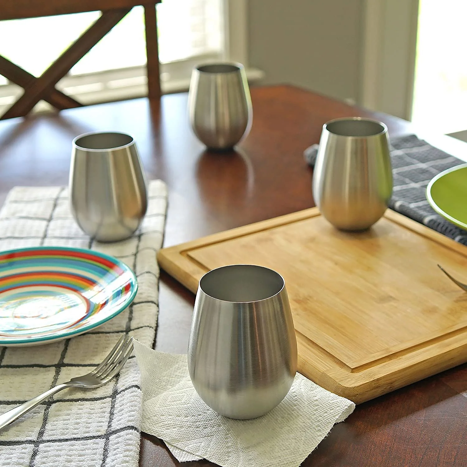 Southern Homewares Stainless Steel Stemless Wine Glass 18oz Set of 4