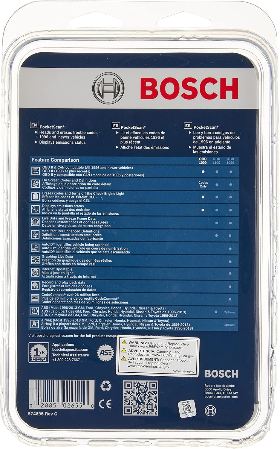 BOSCH Automotive Tools OBD 1000 Diagnostic Vehicle Scanner
