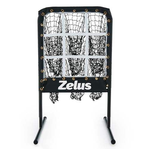 ZELUS Baseball Net with Target Pockets, Pitching Net with Strike Zone, Portable Pitcher Trainer Net, Height Adjustable Softball Baseball Training Equipment for Hitting and Pitching