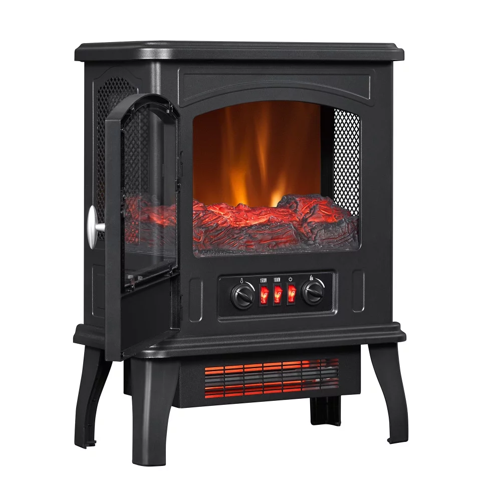 Duraflame 1,000 sq ft Infrared Quartz Electric Fireplace Stove Heater, Black