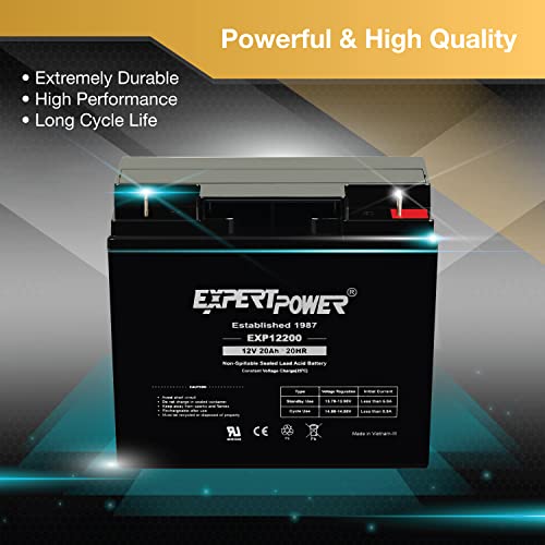 ExpertPower 12 Volt 20 Ah EXP12200 Rechargeable SLA Battery