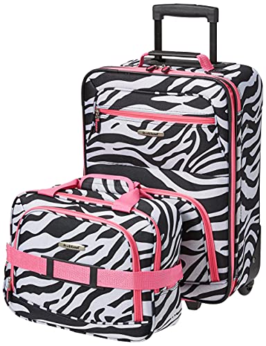 Rockland Fashion Softside Upright Luggage Set, Expandable, Kensington, Black and White, 2-Piece(14/19)