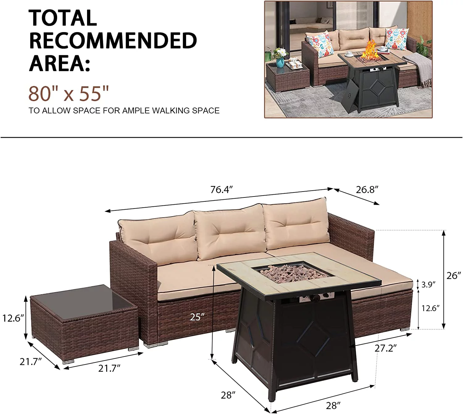 Patio Furniture Set with 28