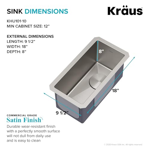 Kraus KHU101-24L Standart PRO 24-inch Undermount 16 Gauge Single Bowl Laundry and Utility Sink, 24 Inch, Tight Radius