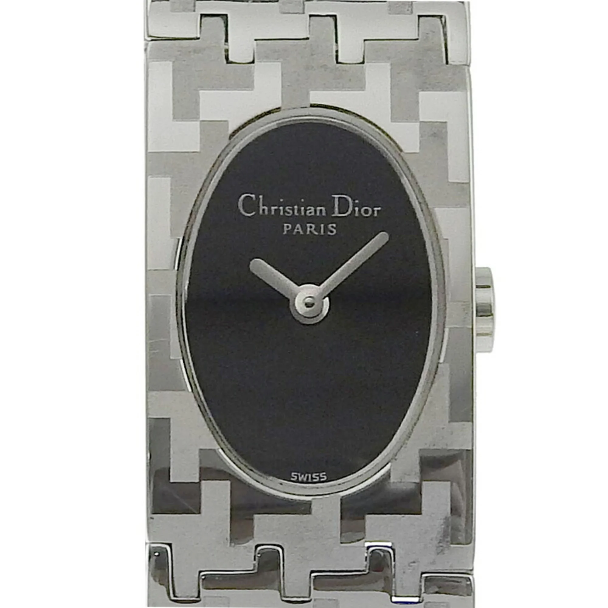 Pre-Owned Dior Miss Watch D70-100 Stainless Steel Swiss Made Silver Quartz Analog Display Black Dial Ladies (Good)