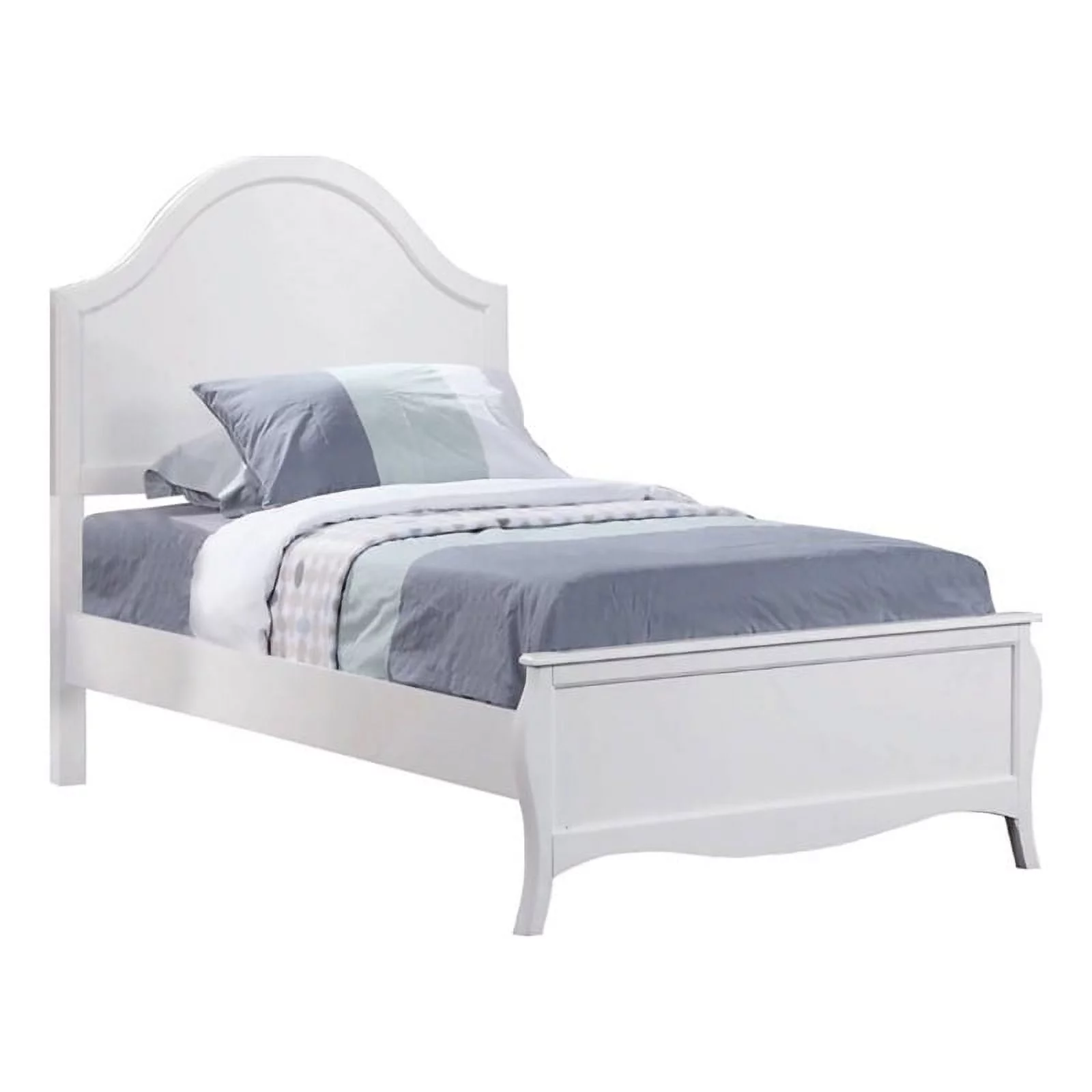 Bowery Hill Coastal Wood Arched Headboard Full Panel Bed in White
