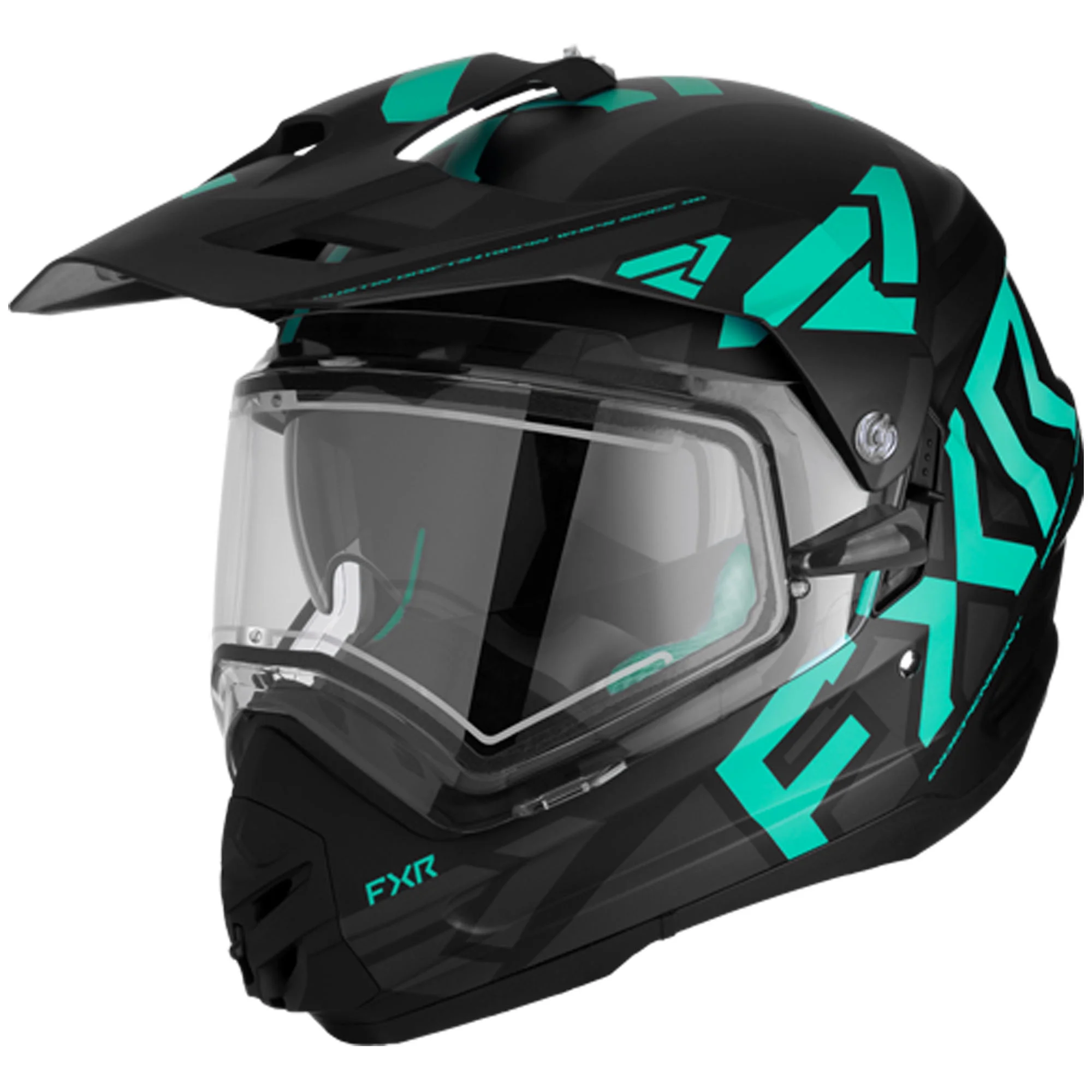 FXR Torque X Team Helmet W/ Elec. Shield and Sun Shade Black / Mint XL (2024)