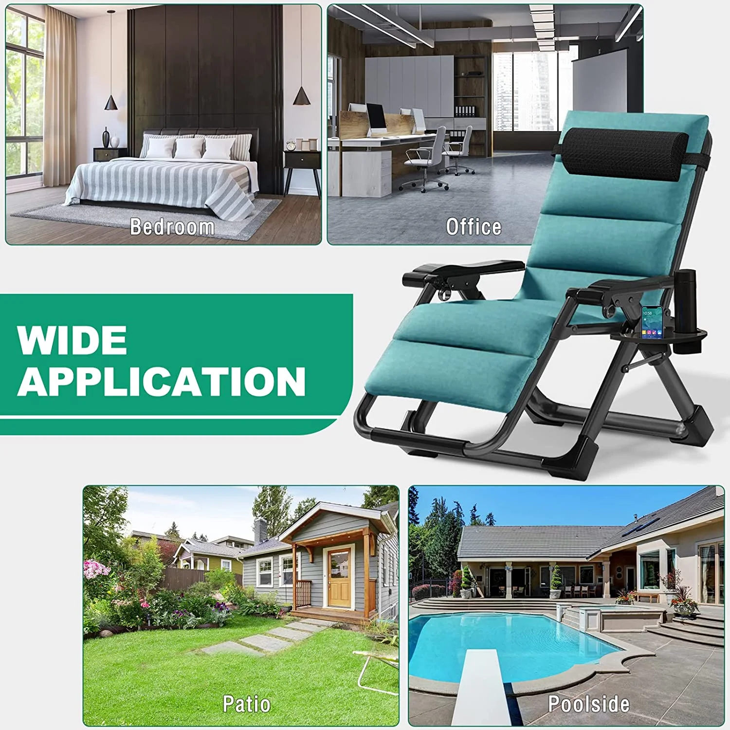 Slsy 2 Pack Zero Gravity Chair Reclining Lounge Patio Chairs, Adjustable Lawn Recliner with Removable Pillow, Cup Holder, Soft Cotton Pad