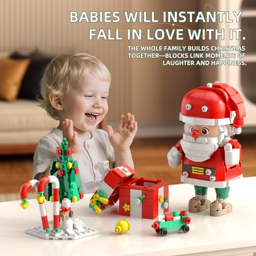 Christmas Building Blocks Set, 750 Piece Santa Claus Building Block Set with Christmas Tree and Gift Box, Santa's Gift Train Building Sets for Kids Ages 6-12, Holiday Building Toys for Boys Girls