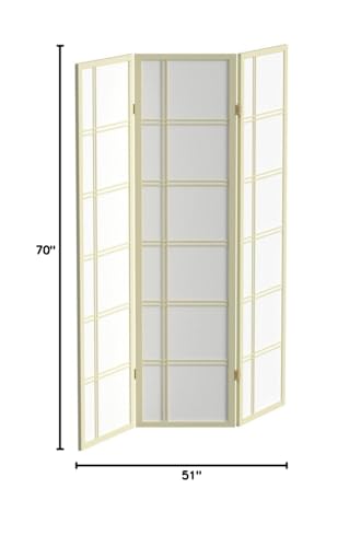 Red Lantern 6 ft. Tall Double Cross Shoji Screen-Grey-3 Panels Room Divider