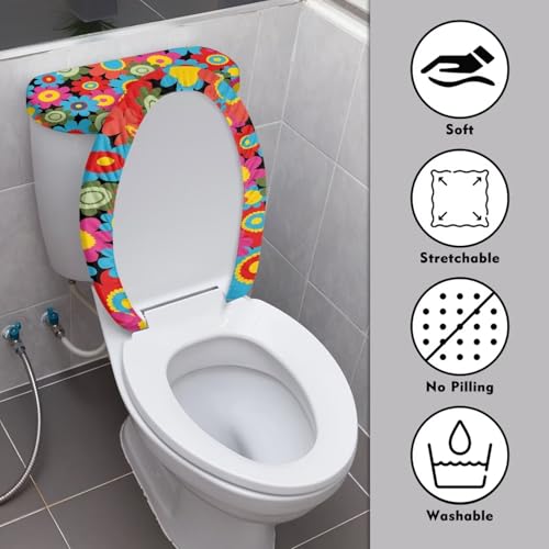 Christmas Bow Bell Toilet Tank Lid Cover and Toilet Seat Lid Cover 2 Pcs Set Toilets Covers with Elastic Cloth Fits Most Toilets Tanks & Lids