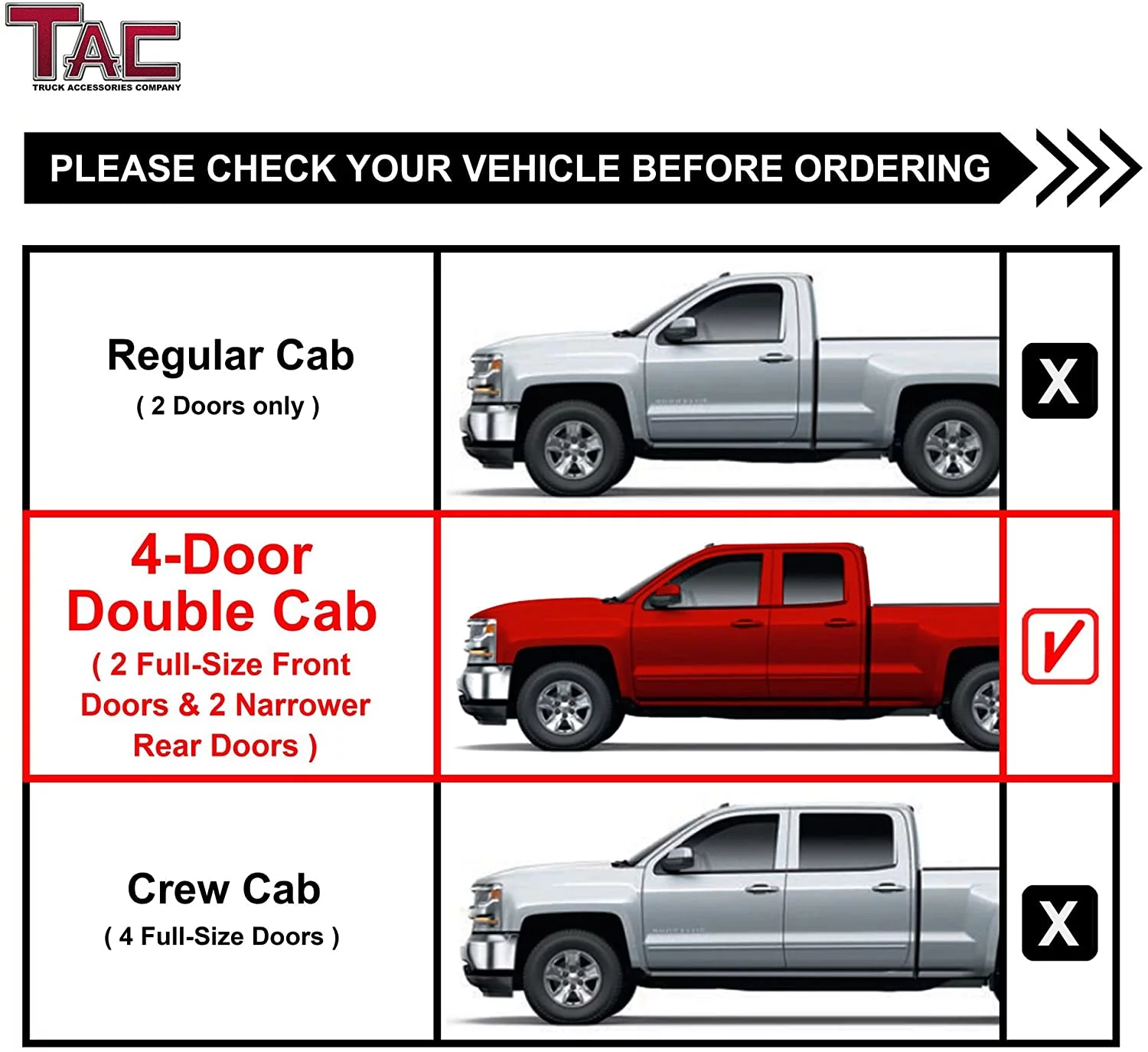 TAC Sniper Running Boards Fit 2007-2018 Silverado/Sierra 1500|2007-2019 2500/3500 Extended/Double Cab (Incl. 2019 Silverado 1500 LD/Sierra 1500 Limited) Truck Pickup 4