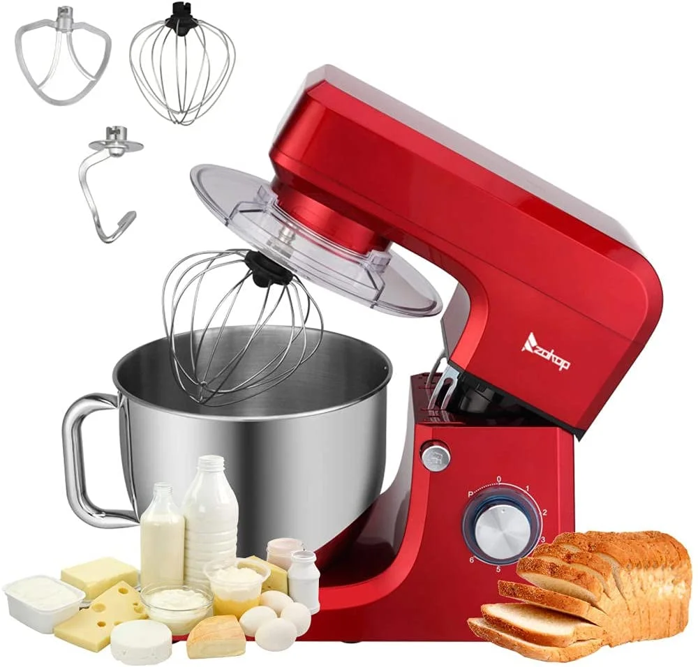 Mixers Kitchen Electric Stand Mixer 7.5QT 6-Speed Tilt-Head Food Mixer 660W Tilt-Head Food Dough Mixer with Stainless Steel Bowl,Dough Hook,Whisk, Beater, Red