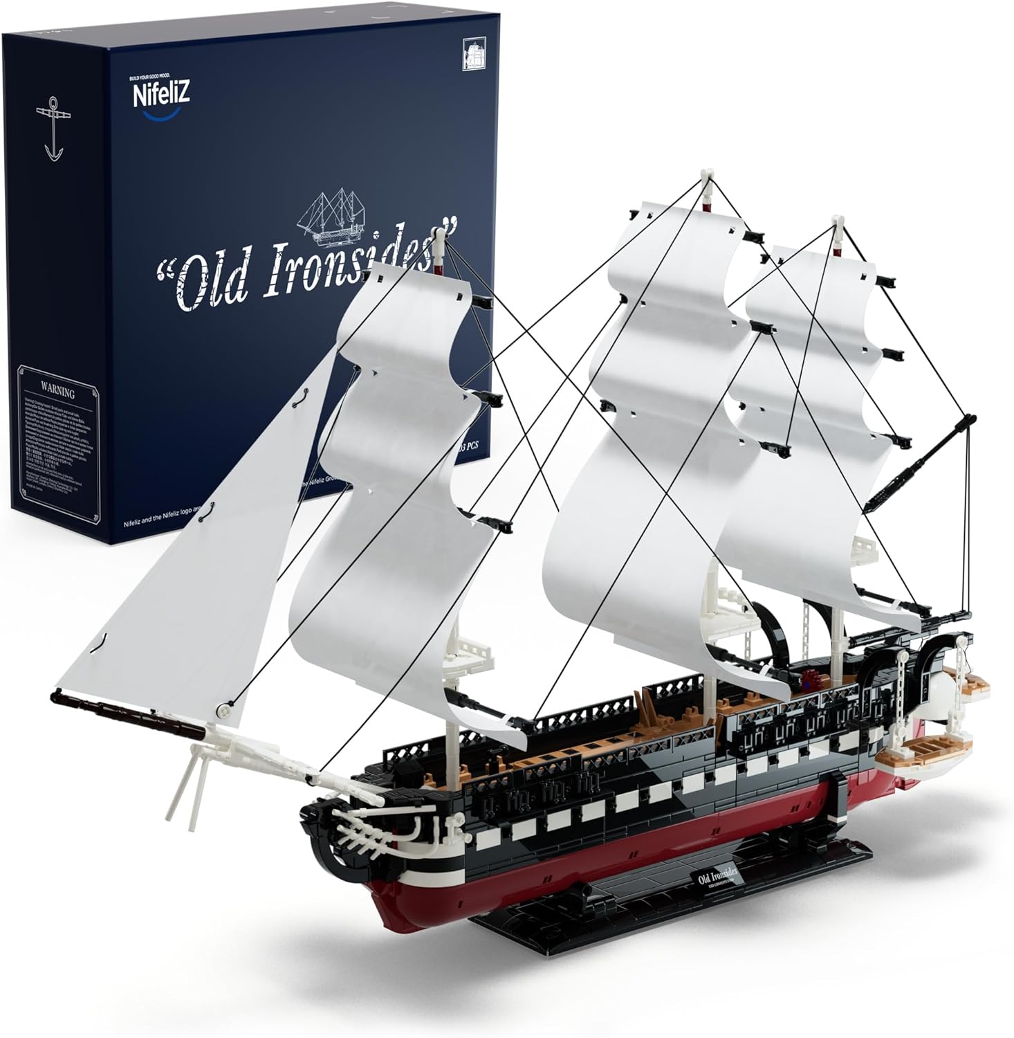 Nifeliz Old Ironsides, Collectible Navy Ship Building Set for Adults, Build and Display This Replica of an Iconic USS Frigate, Gift Ideal for Sailing Ships Enthusiasts (1603 PCS, NF10239)